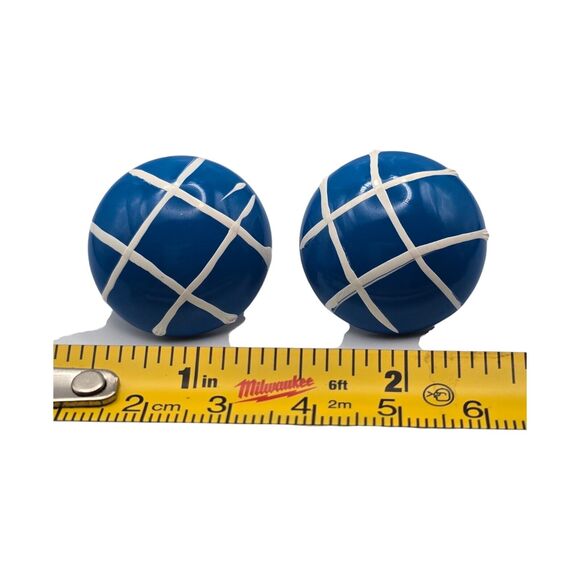 Button Dome Pierced Earrings Round Shaped Blue & White Hand Painted On Metal - Picture 7 of 8